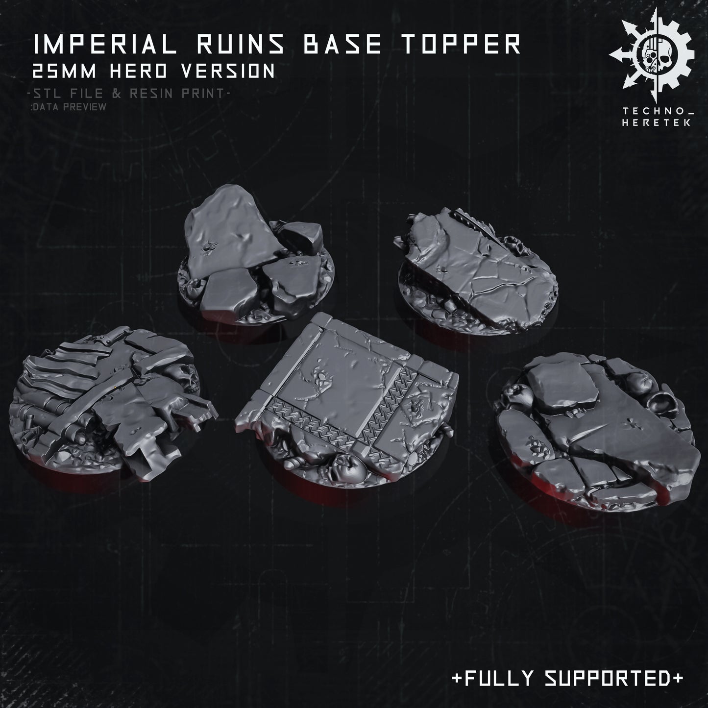 IMPERIAL RUINS BASE TOPPER 25mm Hero - STL File Pack