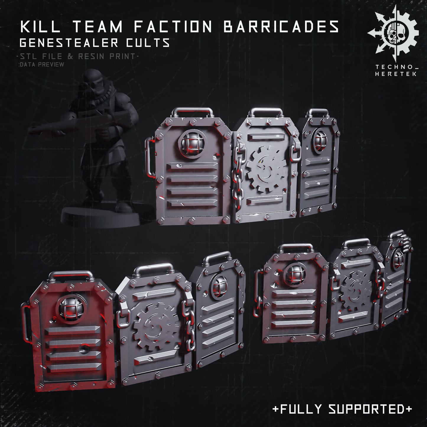 Genestealer Cults Faction Barricade for Kill team - STL File Pack