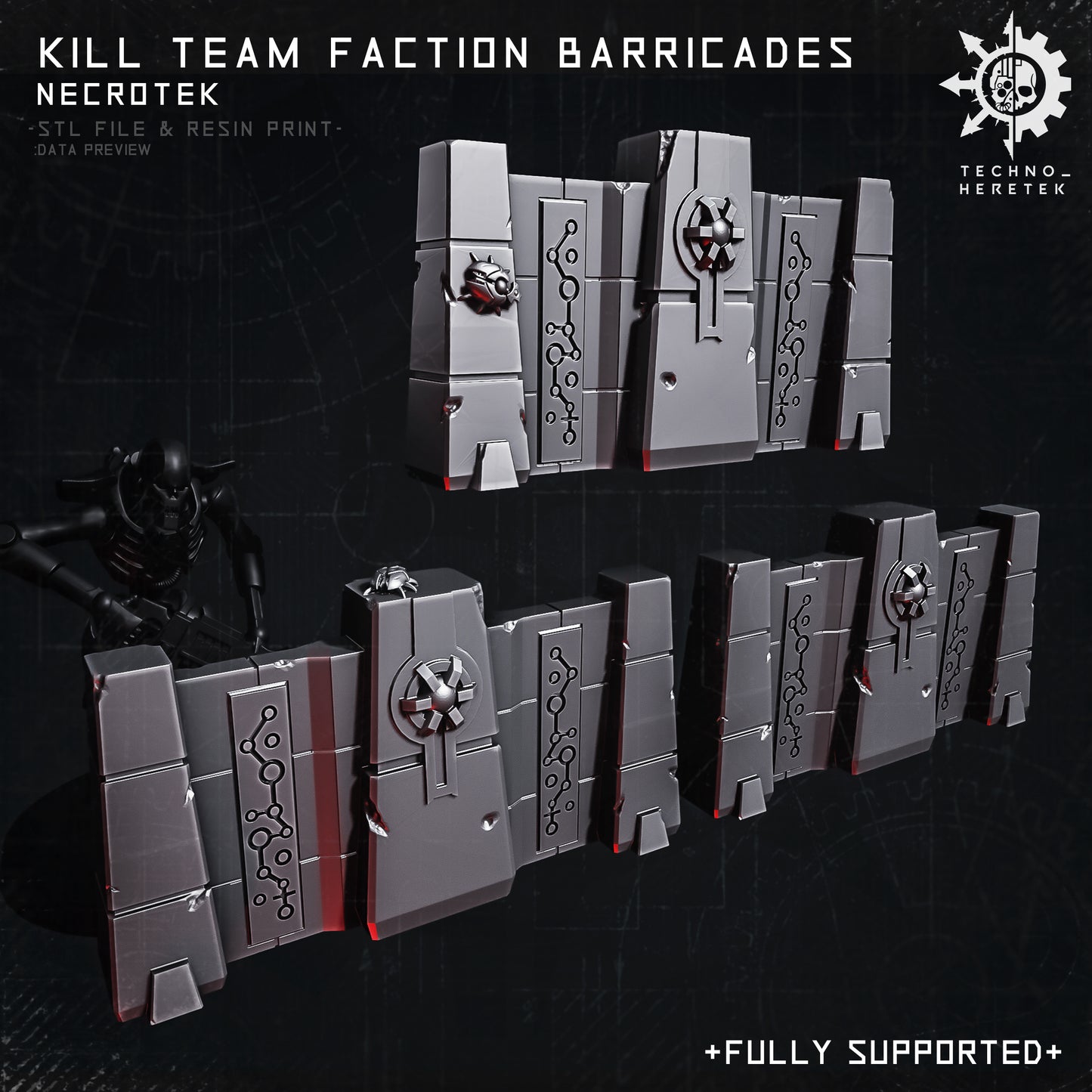 Necrotek Faction Barricades for Kill Team - STL File Pack