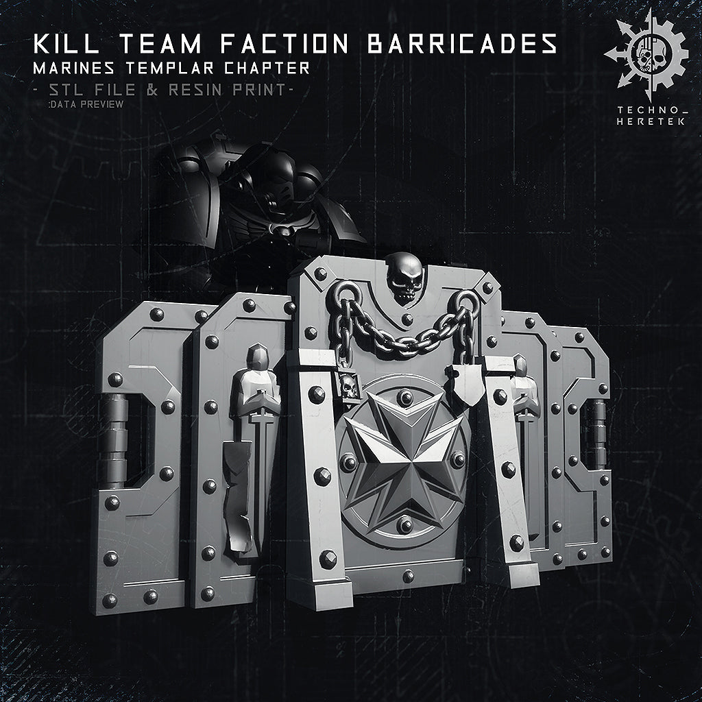 Back Templar Faction Barricade for Kill team - STL File Pack