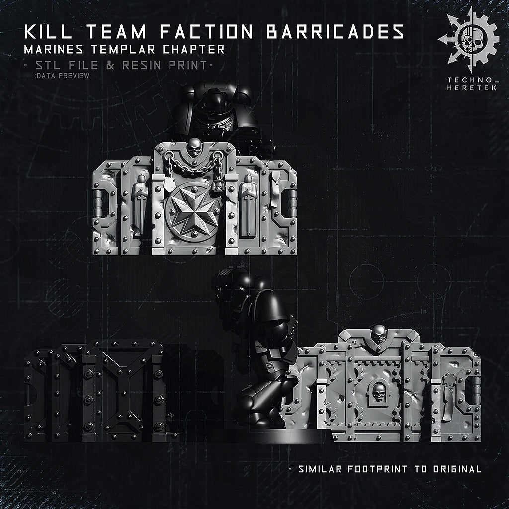 Back Templar Faction Barricade for Kill team - STL File Pack