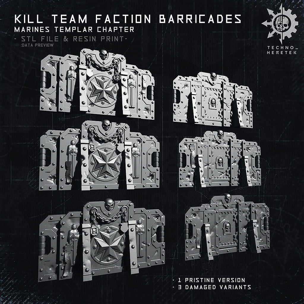 Back Templar Faction Barricade for Kill team - STL File Pack