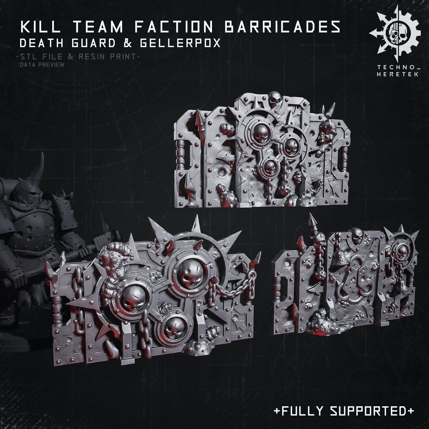 Death Guard Faction Barricades for Wh40k Kill Team - STL File Pack