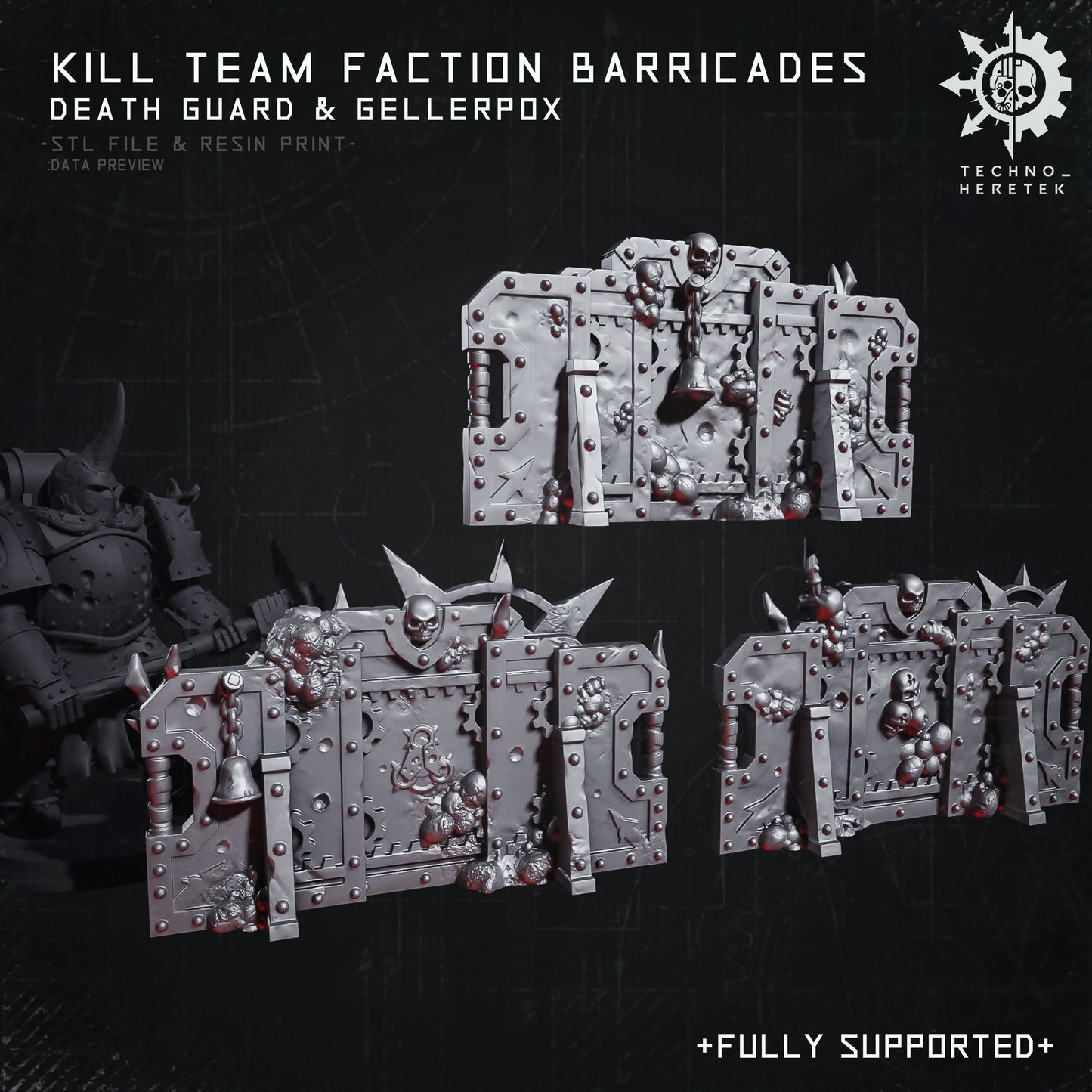 Death Guard Faction Barricades for Wh40k Kill Team - STL File Pack