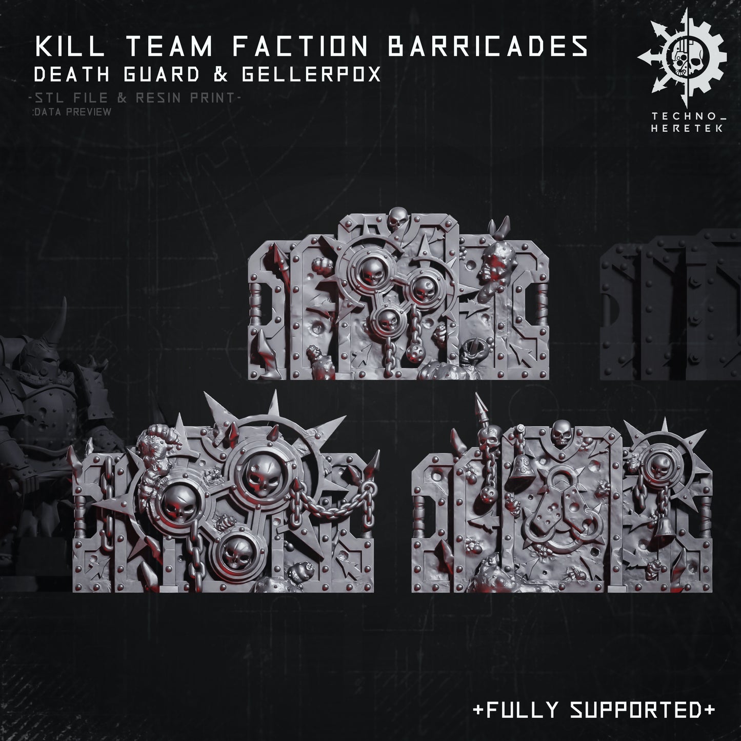 Death Guard Faction Barricades for Wh40k Kill Team - STL File Pack