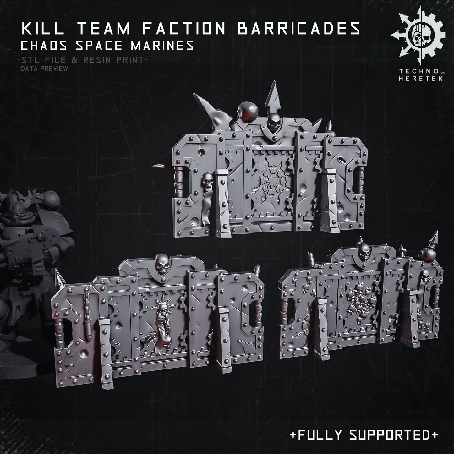 Chaos Space Marines Faction Barricades for Kill Team - STL File Pack