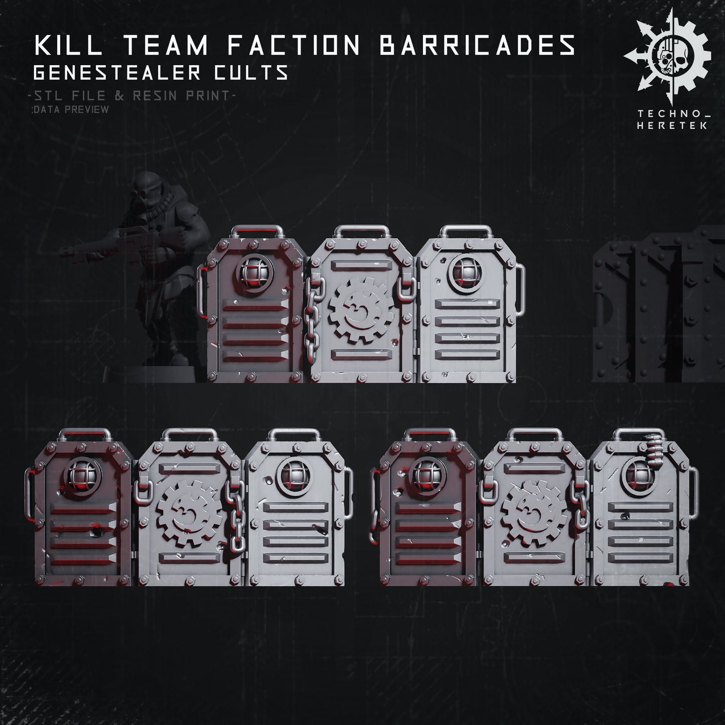Genestealer Cults Faction Barricade for Kill team - STL File Pack