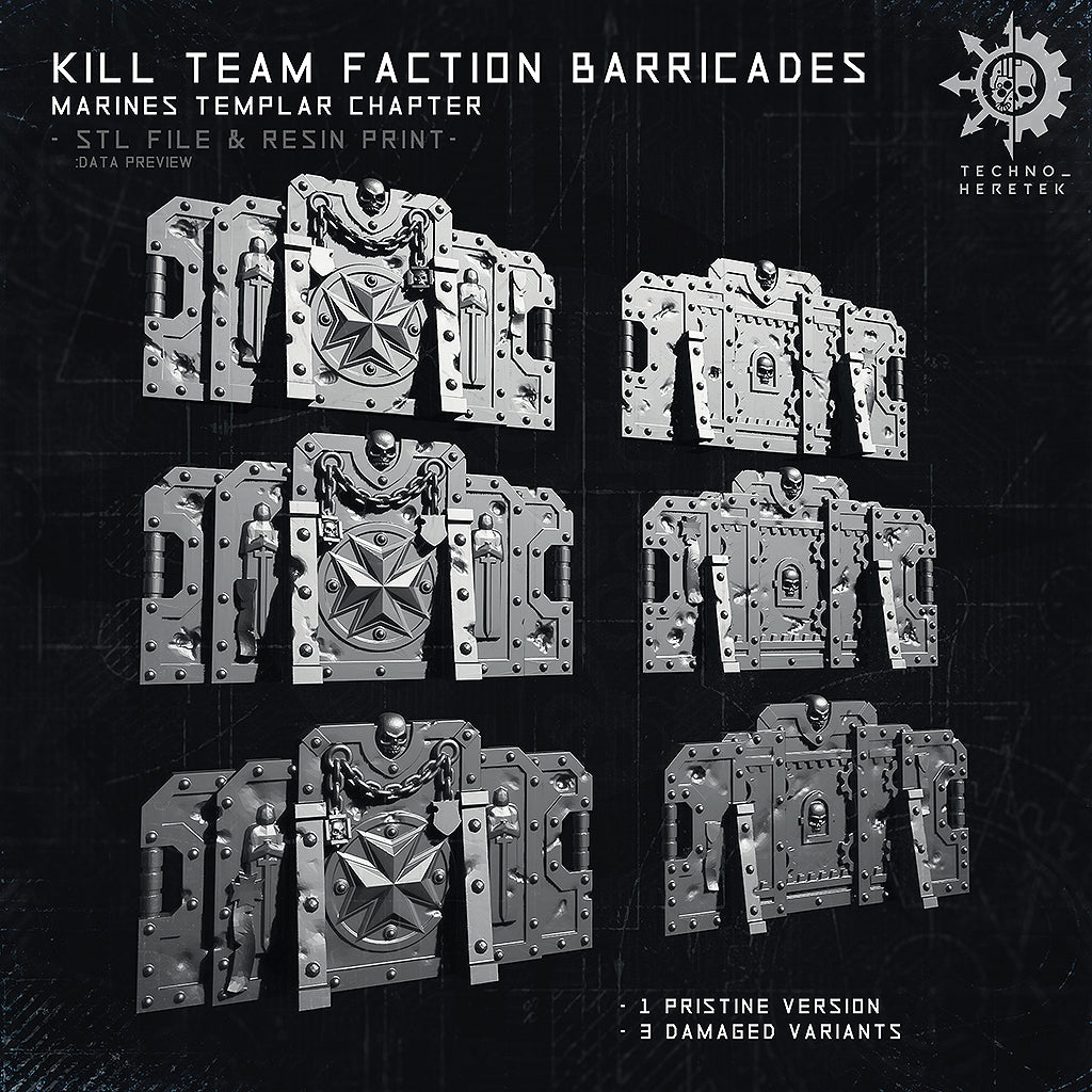Back Templar Faction Barricade for Kill team - STL File Pack