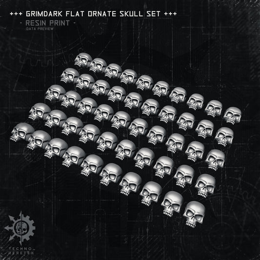 Grimdark flat ornate skulls Set